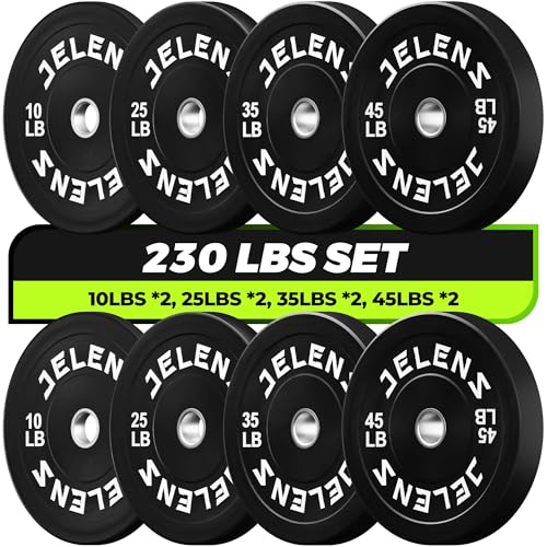 JELENS 7FT Bar Olympic Barbell, 1000lb Capacity Weight Bar for Strength Training, 2 Inch Strength Training Bar With Knurled Grip for Squats, Deadlifts, Presses, Rows, Curls - size: 7FT Olympic Barbell with 230 LB Black Plates