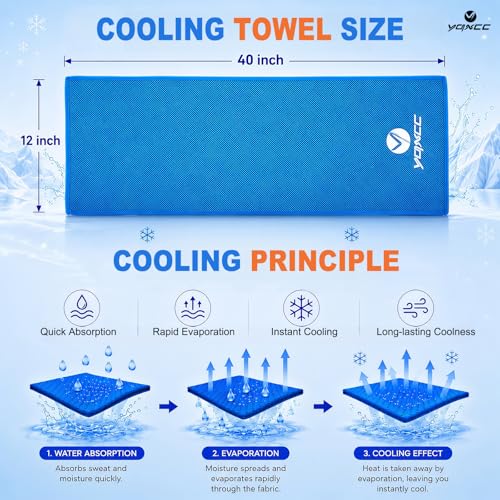 YQXCC 4 Pack Cooling Towels 40"x12", Cold Cool for Neck & Face | Cooling Neck Wraps, Soft Breathable Microfiber Chilly Towels, Ideal for Gym, Yoga, Golf, Running, Camping & Hot Weather - color: Light Blue*2 + Rose Red*2