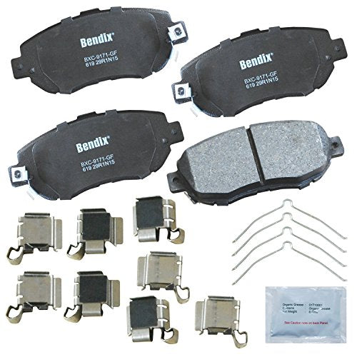 Bendix Priority1 CFC619 Ceramic Front Brake Pads for Lexus GS300 2005-1993, GS400 2000-1998, GS430 2005-2001, IS300 2005-2001, SC430 2010-2002, Toyota Supra 1998-1993 - style: CFC619