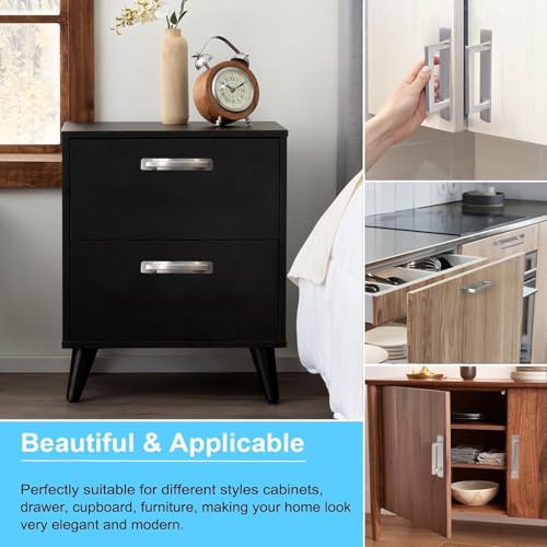Self-Stick Adhesive Cabinet Handles - 6" Stainless Steel No-Drilling Easy Installation Handles for Cabinet Door Window Drawer & Refrigerator Microwave| Square Silver 2Pack - color: Square Stainless Steel, size: Small (5.83")