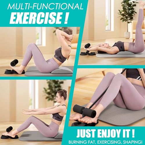 Sit Up Bar Foot Holder,Portable Sit Up Floor Holder, Sit Up Exercise Equipment,3 Level Adjustable, with 2 Strong Suction Cup and Elastic Pull Rope，for Abs Workout Aids,Feet and Leg Strength Training, Home or Office Use - color: Black