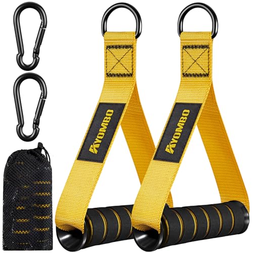 Ayombo Gym Equipment, Cable Attachments for Gym, Home Workout Equipment Machine Grip Attachments, Resistance Bands Handles for Weight Strength Trainer, Gym Heavy Duty Exercise Handle for Men - color: ‎1-Yellow