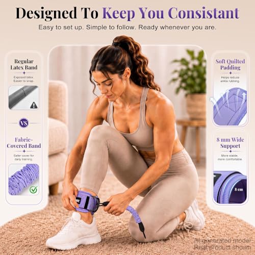 Glute Workout Equipment, Ankle Resistance Bands with Cuffs & Fabric Bands Set for Women, Exercise Board for Kickbacks,Glutes, Hip Thrusts, Thighs & Legs Workout,Portable Home Gym Fitness - color: 1purple