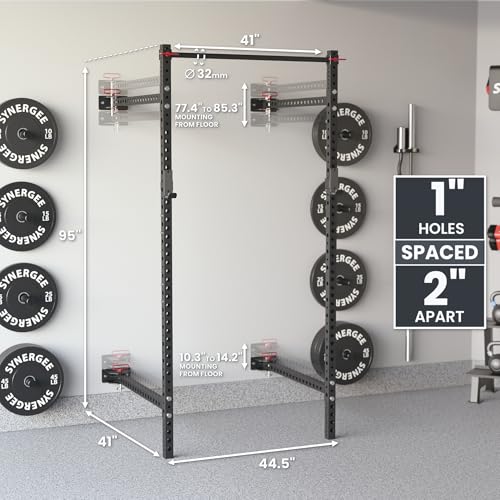 Synergee 2200 Folding Rack – 750 lb Capacity Power Cage - color: g) Black 95" x 41"