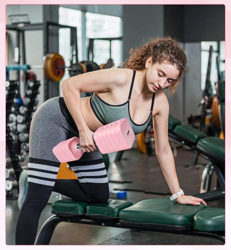 Adjustable Dumbbell Set for Women Men 7.5LB/10LB/15LB/20LB/25LB Pair | Stable Free Weight Hand Weights with Metal Handle for Home Gym Fitness Rehab Pilates Yoga Strength Training Equipments - color: Pink, size: 15LB SINGLE