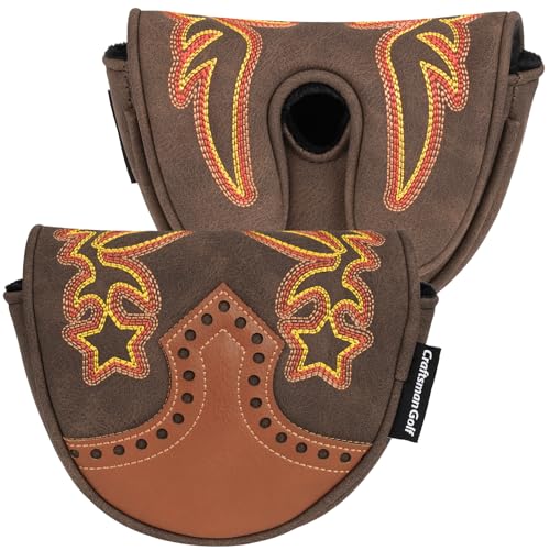 Craftsman Golf Cowboy Western Retro Brown Durable Golf Headcover Head Cover fits up to 460cc Driver for Fairway Wood Hybrids Rescue Putter Protector - style: OZ.1i OZ.1 MEZZ.1 MAX putter cover