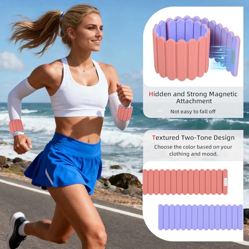 Abahub Adjustable Wrist & Ankle Weights 2Pack, Wearable Silicone Weighted Bracelet for Women, Arm Leg Weights for Home Gym Workout, Jogging, Yoga & Pilates - color: Magnetic Pink Purple, size: 2.2LB Pair (1.1LB Each)