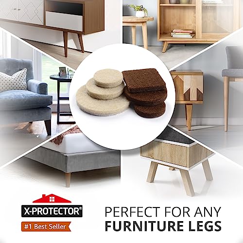 235 pcs Felt Furniture Pads Brown & Beige X-Protector! Huge Quantity of Furniture Pads for Hardwood Floors – Your Ideal Wood Floor Protectors for Furniture. Protect Any Type of Hard Floor! - size: 235 PCS Brown & Beige, Round & Square