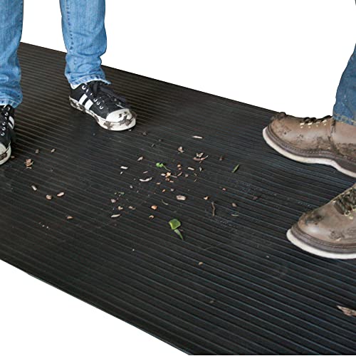 Rubber-Cal Wide-Rib Corrugated Rubber Floor Mat - 1/8 in. Thick x 3ft x 4ft Roll