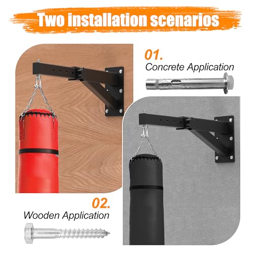 Punching Bag Hanger, 900 LBS Heavy Bag Wall Mount & Ceiling Hanger with 360° Swivel, Thick Steel Boxing Mount for MMA, Muay Thai & Home Gym (Multiple Mounting Options) - color: Wall Mount - Extendable Arm
