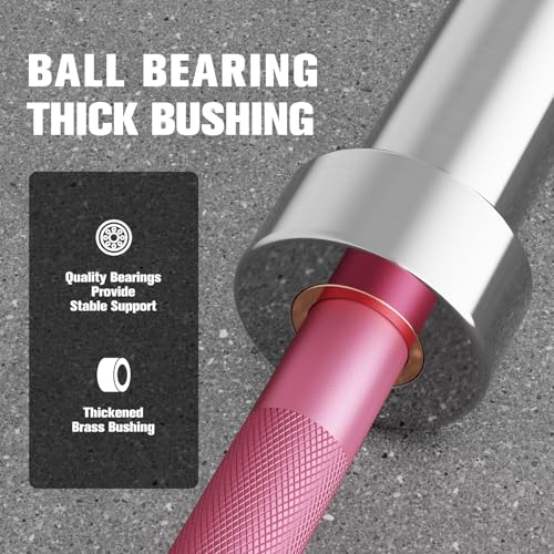 RITFIT Olympic Barbell 4ft/6ft - 2 Inch Weight Bar for Strength Training, Weightlifting, Squat, Deadlift, Bench Press, Curl, Overhead Press - 350lbs/500lbs Capacity - color: Pink, size: 6FT without Collar