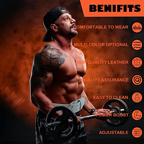 9mm Leather Fitness Weight Lifting Belt for Women&Men with 4 Inches Padded Lumbar Support for Power Lifting Workout & Squats Exercise - color: A-White, size: Small
