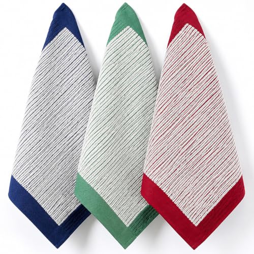 Wash Cloths for Face 3 Pack, 100% Cotton Washcloths, Soft Absorbent Face Towels for Face & Body, Quick Dry Wash Cloths for Showering, Bathroom, 3 Colors - color: Red,blue,green
