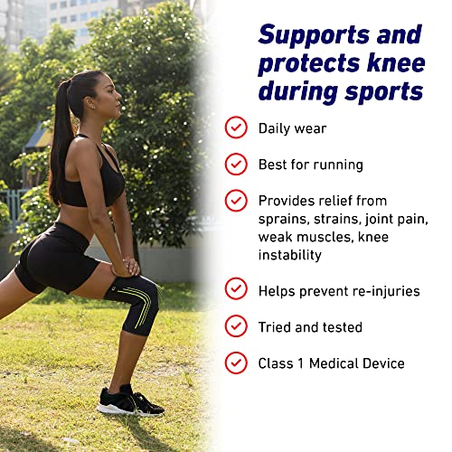Neo-G Knee Compression Sleeve for Sports - Breathable, Lightweight, Elastic Knee Sleeve for running, Compression Knee Sleeve for knee pain, Meniscus Tear, Sprains, Strains, Injury Recovery - M - size: Medium: 13.4 - 15.0 IN