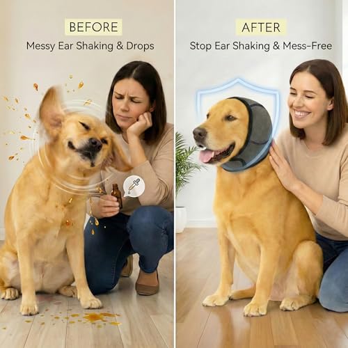 No-Shake Ear Wraps for Dogs: Breathable Bonnet to Stop Shaking & Aid Aural Hematoma Recovery - Post-Surgery Bleeding Protection for Golden Lab & Shepherd Large Breed - size: Large
