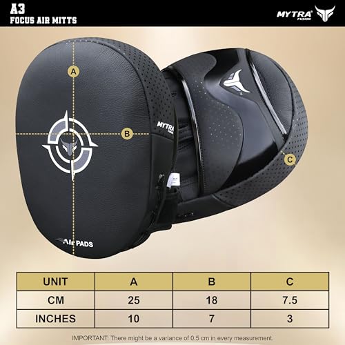 Mytra Fusion Air Boxing Mitts Real Leather Boxing Pads for MMA Muay Thai Training and Martial Arts Punching Pads Kickboxing Focus Mitt and Focus Pads with Pair