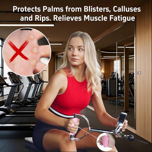 Anti-Slip Workout Grips, Ergonomic Workout Gloves, Weight Lifting Grips, for Men and Women, Silicone Gym Grips Pads, Soft, Palm Protection, Suitable for Various Fitness Training - color: Pink
