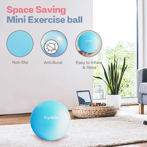 kisnbld Small Exercise Ball, 9 Inch Mini Pilates Ball, Anti Burst and Slip Resistant Mini Yoga Ball for Stability, Fitness, Physical Therapy, Stretching & Core Strength Workout at Home Gym & Office - color: 1Cerulean Blue