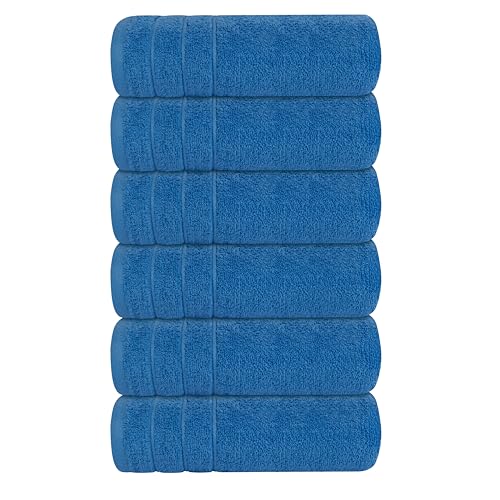 Tens Towels Pack of 6 Hand Towels, 100% Cotton, Lighter Weight, Quick to Dry, 16 x 28 Inches, Super Soft & Absorbent, Perfect for Bathroom & Kitchen, Blue - color: Midnight Blue