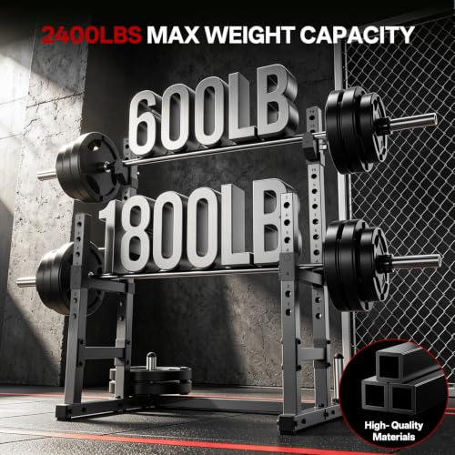 PASYOU Adjustable Squat Power Rack for Home Gym | Adjustable Free Weight Racks, Dual Steel Frame, Push-up Handles, with Dumbbell Storage, Heavy Strength Training for Home Gym - color: Silver