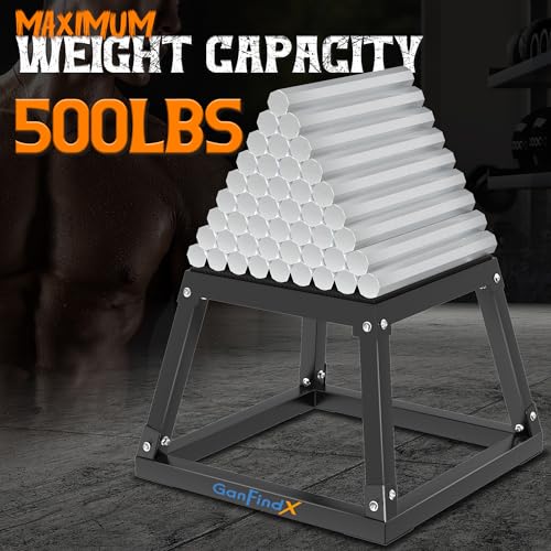 GanFindX Plyometric Jump Box Set, 12/18/24 Inch Steel Plyo Box, Heavy Duty Plyometric Platform with Anti-Slip Surface for Home Gym Training, Step-Up, Agility and Strength Conditioning - size: 12/18/24"