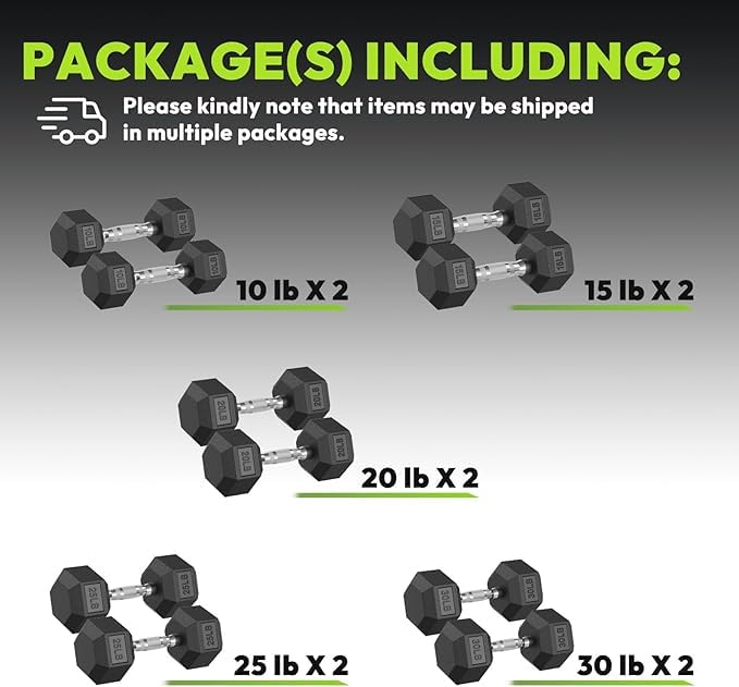 Hex Dumbbell Sets, 90-640 lb Rubber Encased Exercise & Fitness Dumbbells Set, Hand Weight for Strength Training, Weight Dumbbells - size: 200 lb Set (Pair of 10, 15, 20, 25, 30 lb)