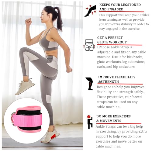 Ankle Straps for Cable Machines Cable Kick Back Ankle Straps Kickback Ankle Strap Ankle Resistance Bands Glute Kickback Ankle Strap for Glute Workouts Leg Extensions Gym