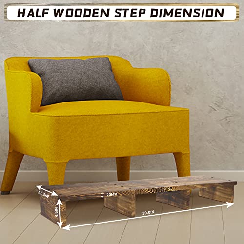 39IN Long Wooden Step Stool for Elderly, Half Wooden Riser Step Stool for High Bed, Bathroom, Kitchen and Living Room, 400LBs Loading(39.0" L*11.5" W*4.6" H) - color: Charcoal