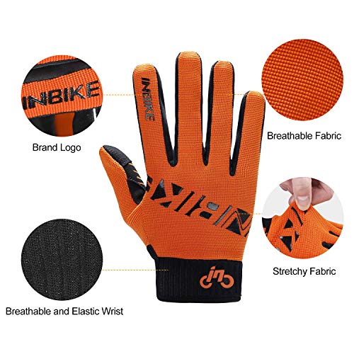 INBIKE Cycling Gloves for Men/Women Bike Gloves with Touchscreen-Padded Anti-Slip Mountain Biking MTB Bicycle Gloves for Cycling/Workout/Gym/Outdoor - color: Orange, size: Medium