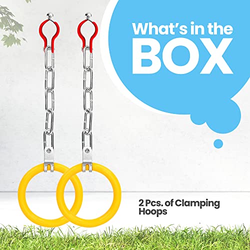 SereneLifeHome 2 Clamping Hoops Gymnastic Bar - Monkey Ring Outdoor Backyard Ninja Line Accessories Set, Durable Ninja Rings, Gymnastic Rings, Ring Bell, Equipment for Kids - ACCSLGYMBAR20