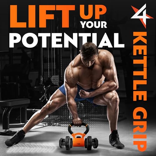 Yes4All Kettlebells Grip, Dumbbell Grip Handle, Convert Dumbbells into Kettlebell for Home Gym, Kettlebell for Weights Plate - color: A. Full Black Upgraded