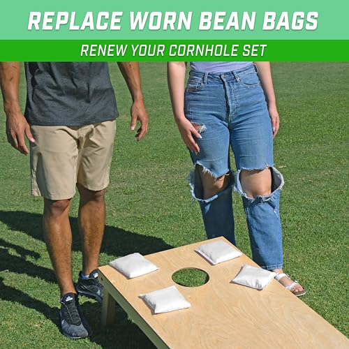 GoSports Classic Cornhole Bean Bags Set of 4-16 Colors Available - Regulation All Weather, Mix and Match - color: White