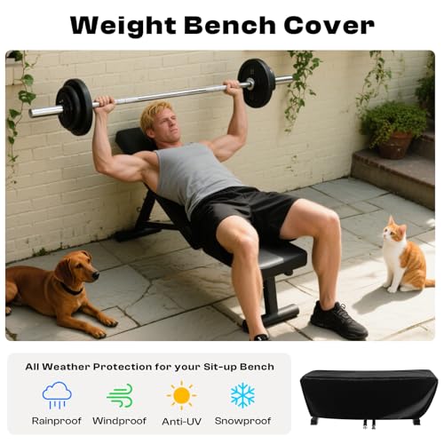 Weight Bench Cover 420D Oxford Waterproof for Home Gym Exercise Bench | Heavy Duty Oxford,12000MM Waterproof, UV Resistant SPF85+, Double Stitched Seams, for Indoor Outdoor Bench,Sit-up Board Flat