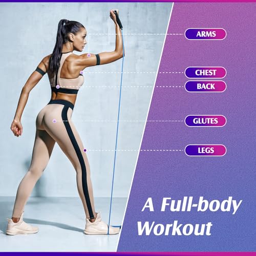 Shappy 10 Pcs Resistance Bands with Handles Exercise Stretch Bands for Exercise Woman Man Training Physical Therapy Workouts Fitness - color: Multicolor