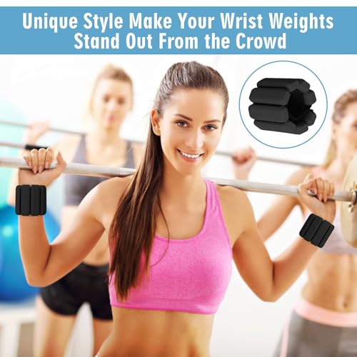 Wrist Weights Set of 2, Wearable Wrist Ankle Weights for Women & Men, Silicone Weighted Bangles Adjustable Arm and Leg Weights for Walking Yoga Pilates Running Dance Gym 2lb - color: Black