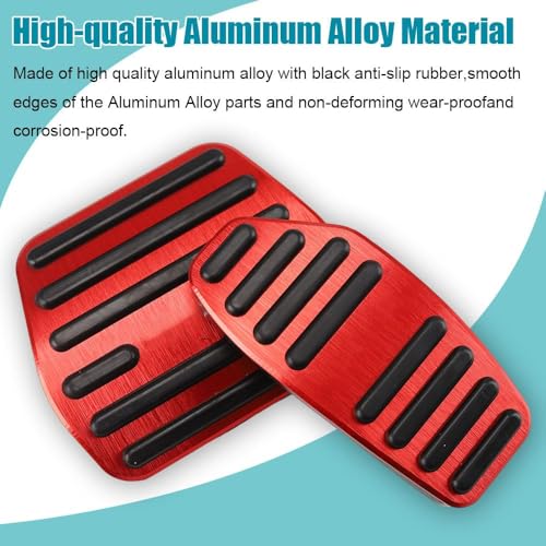 LEXLEY,with Kicks Logo 2PCS Anti-Slip Aluminum Brake Gas Pedal Pads,Auto No Drilling Accelerator Pedal Covers Only for Nissan 2018-2025 Kicks-RED - color: RED
