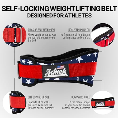 Schiek Sports 2006 Nylon 6 Inches Weight Lifting Belt - Support Belt for Power Lifting - color: Stars N Stripes, size: X-Small