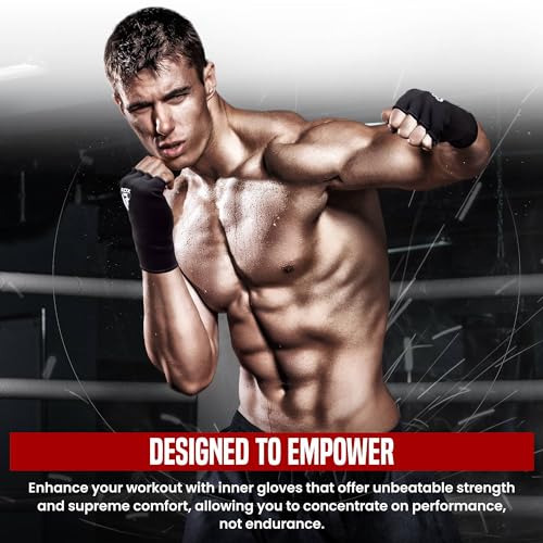 RDX Boxing Hand Wraps Inner Gloves Men Women, Half Finger Elasticated Bandages, Under Mitts Fist Protection, Muay Thai, Kickboxing, MMA, Martial Arts Speed Bag Punching Training - color: Red White, size: Small