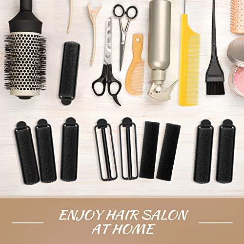 Syhood 43 Pcs Foam Sponge Hair Rollers Women 0.59 Inch Soft Sleeping Curlers Flexible Sponge Curler Tool and Rat Tail Comb for Hair Styling Hairdressing Overnight Curl and Volume(Black) - color: Black