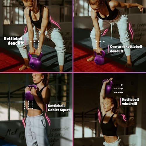 10Lbs Kettlebell Set, Strength Training Kettlebells Weight Set For Women, Vinyl Coated Kettle Bell Home Gym Workout Lifting Equipment, Comfortable Grip Wide Handle Weights