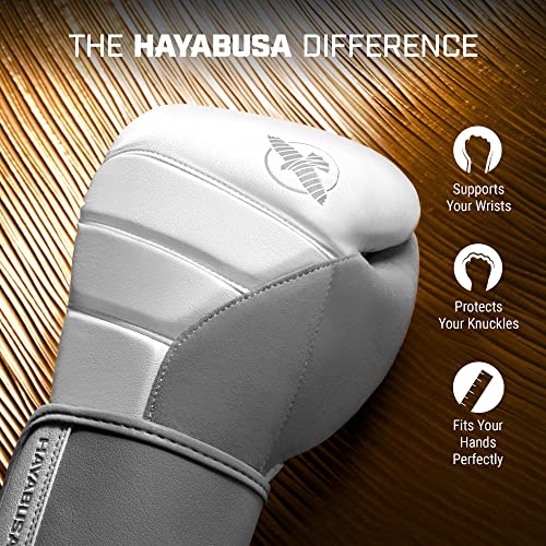 Hayabusa T3 Boxing Gloves - Sparring | Sparring Gloves, Muay Thai Gloves, Kickboxing Gloves, Heavy Bag Gloves, Boxing Gloves for Men and Women, Boxing Gloves - color: White/Grey, size: 18oz