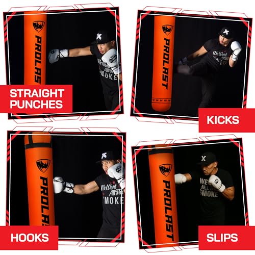 Heavy Punching Kicking Bag for Adults, Boxing, MMA, Martial Arts, Muay Thai, Strength Training Equipment, Filled/Unfilled, 6ft, 150 lbs, Special Edition Logo - color: Orange / Black, size: Filled