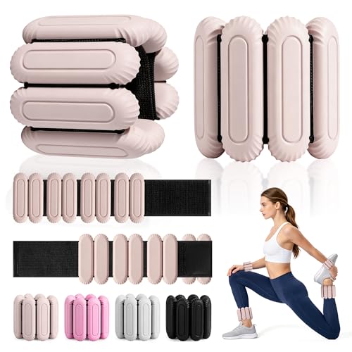 Wrist Weights for Women & Men, 2lb Silicone Wrist Ankle Weights for Pilates, Yoga, Running and Strength Training Comfortable Weighted Bracelet Arm Leg Weights for Fitness, Walking, Gym - color: Beige