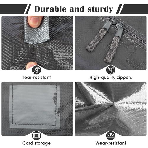 12 Pack Moving Bags with Full-Open Side Zipper, Extra Large 93L Heavy Duty Waterproof Foldable Storage Totes for College Dorm, Moving & Home Organization Gray - color: Gray, size: 12Pack
