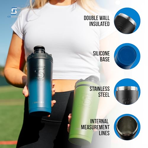 Ice Shaker Insulated Stainless Steel Shaker Bottle | 26oz, Navyblack | Cold for 30+ Hours | Insulated Cup with Twist-on Agitator | Odor-Free Bottle for Protein Shakes, Water, Smoothies, Cocktails - color: NavyBlack