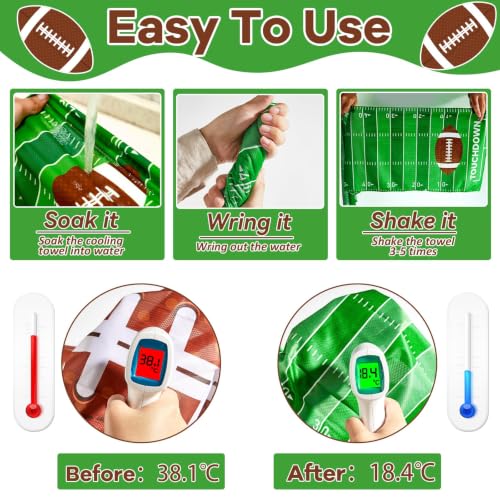 30Pcs Football Cooling Towels for Neck and Face 40 x 12 Inch Football Sports Team Gifts Workout Ice Towel for Gym Sweat Microfiber Breathable Chilly Bulk Neck Wraps for Athletes Camping Travel Yoga - style: Football