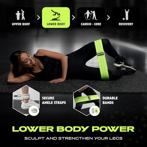 Ex Kit Home Gym Equipment with Carry Bag - 10Pcs Resistance Bands Kit with Handles, Door Anchor, Jump Rope, Booty Bands & More – Full Body Workout Bands Set for Strength, Cardio & Flexibility - color: Gray