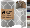 GORILLA GRIP powerGRIP Drawer Shelf and Cabinet Liner, Thick Strong Hold, Non-Adhesive Liners Protect Kitchen Cabinets and Cupboard, Bathroom Drawers, Easy Install, Breathable Mat, 12" x10' Quatrefoil - color: Quatrefoil: Gray/White, size: 12" X 10', styl