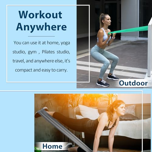Resistance Bands for Physical Therapy, Bands for Working Out, Latex Free Elastic and Exercise Bands Set for Stretching, Suitable for Rehab, Yoga, Pilates, Gym, Home Exercise - color: Five Colors 5-80 lbs - Includes Accessories