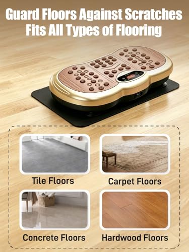 Non-Slip Anti Vibration Mat for Vibration Plate Machine, Noise Reducing Floor & Carpet Protector Pad, Shock Absorbing Vibration Pad Exercise Accessory for Most Vibration Platform Machines (Black, Only Mat)